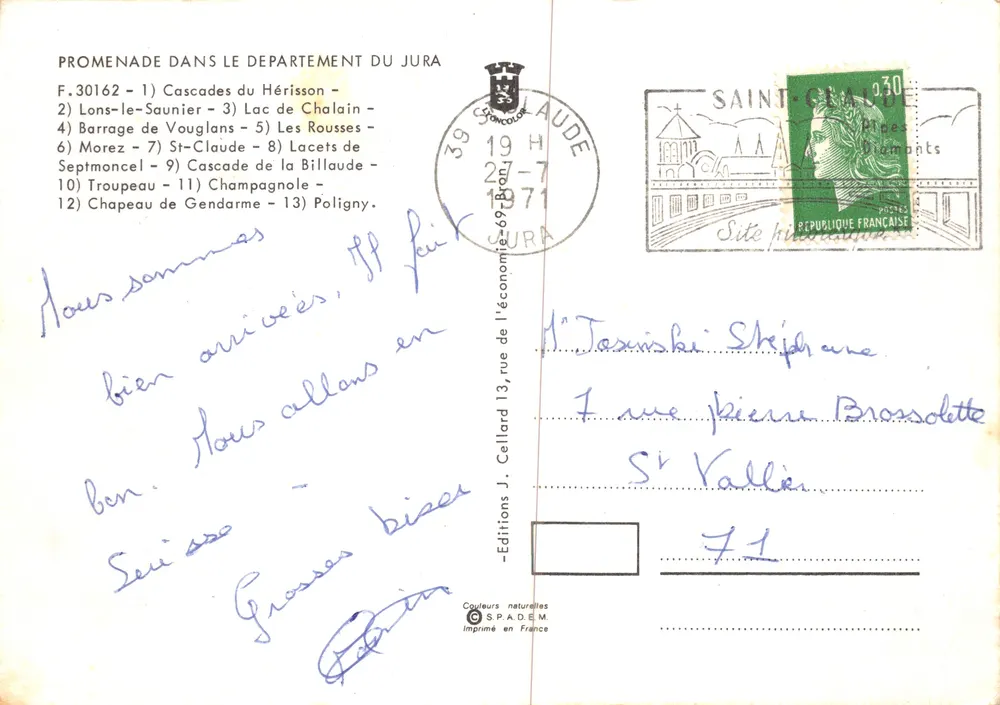 JURA — Collage von Landschaften und Sehenswürdigkeiten — Editions S.P.A.D.E.M. - Rückseite