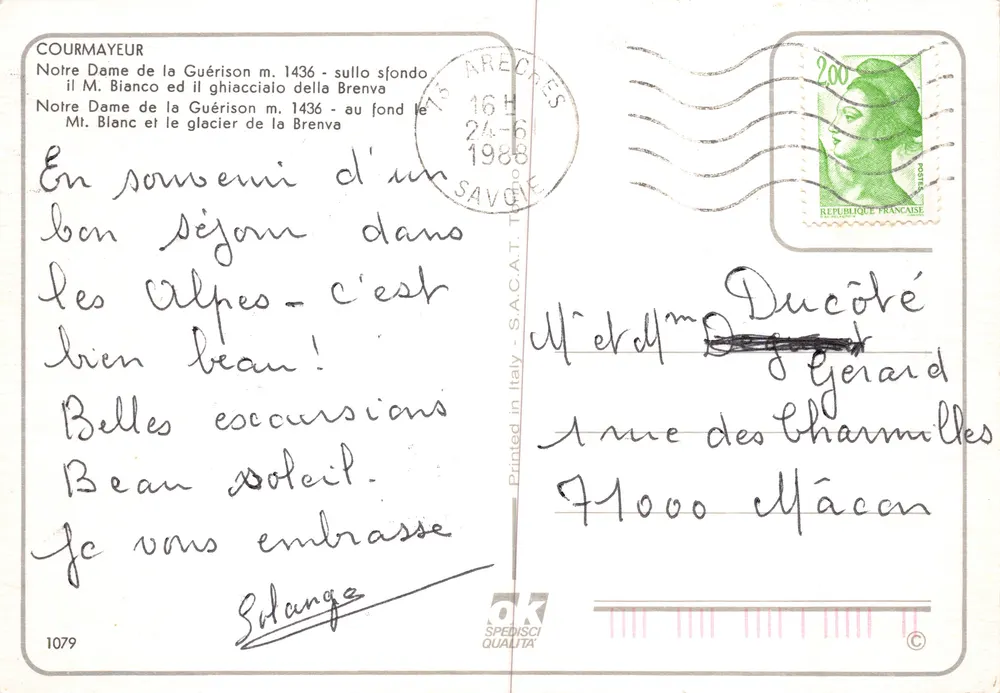 Notre Dame de la Guérisson — Verlag SPEDNISCI QUALITÀ, Nr. 1079 - Rückseite