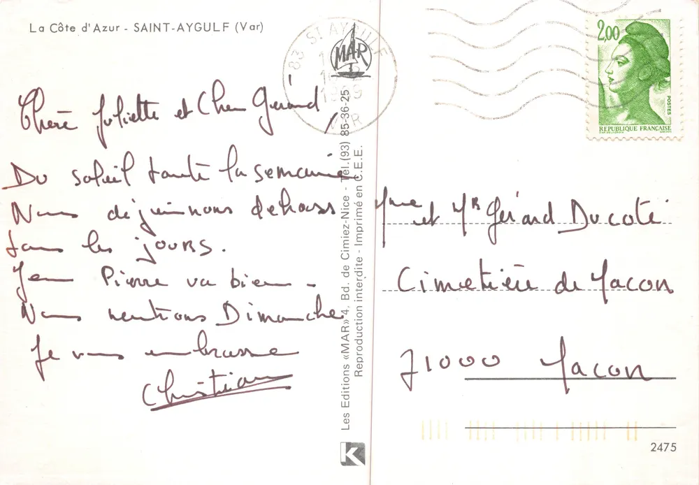 Saint-Aygulf — spiaggia vivace sotto le mimose — editore MAR - Verso