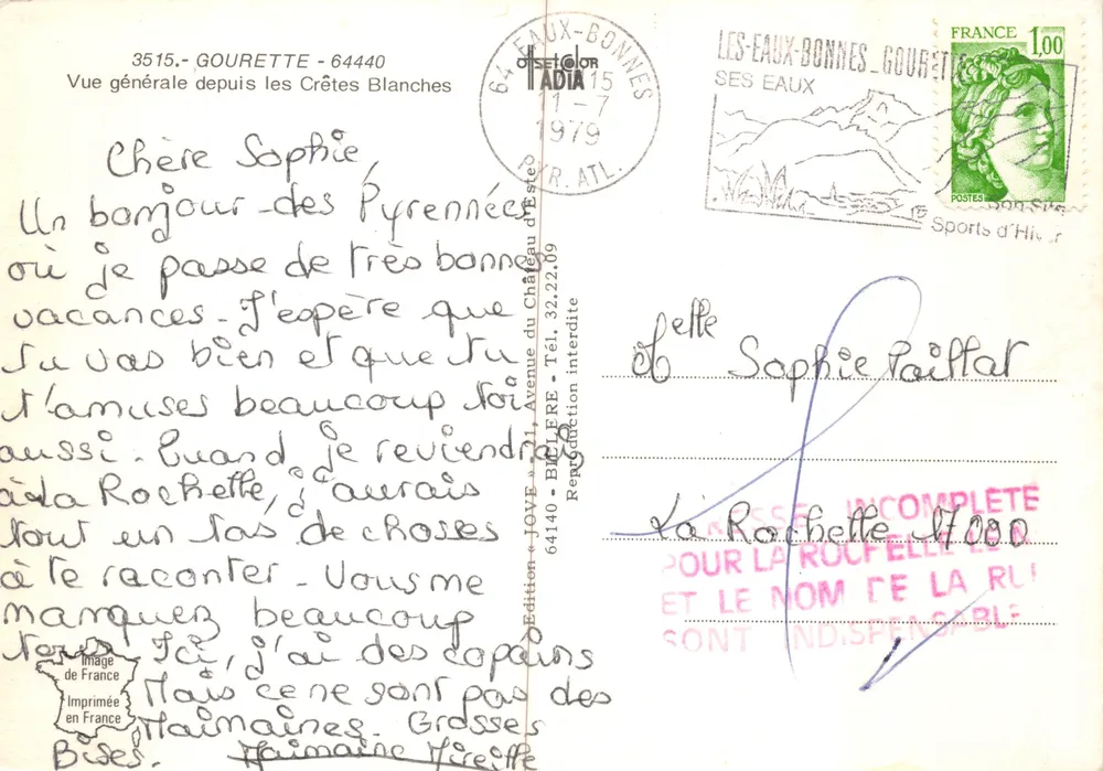 Vue générale depuis les Crêtes Blanches — Gourette — éditeur JOVI - Verso