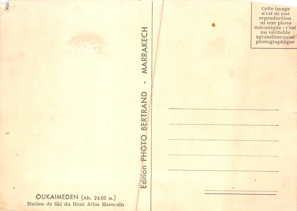 Oukaimeden — Skistation des Hochatlas Marokkos — Photo Edition Bertrand - Rückseite