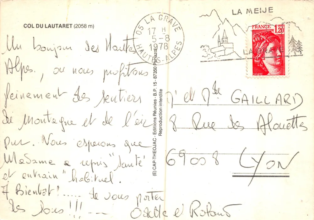 Col du Lautaret — Ansicht der Hautes-Alpes mit Gletscher — Verlag IRIS - Rückseite