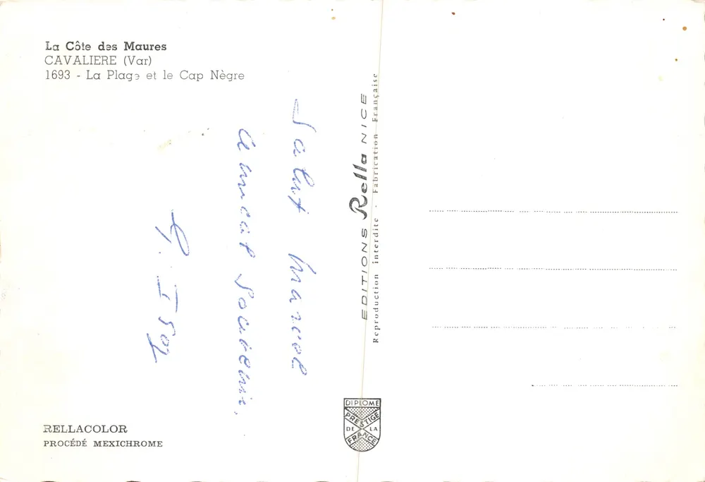 La Côte des Maures — Cavalière (Var) et le Cap Nègre — Éditions Rella - Verso