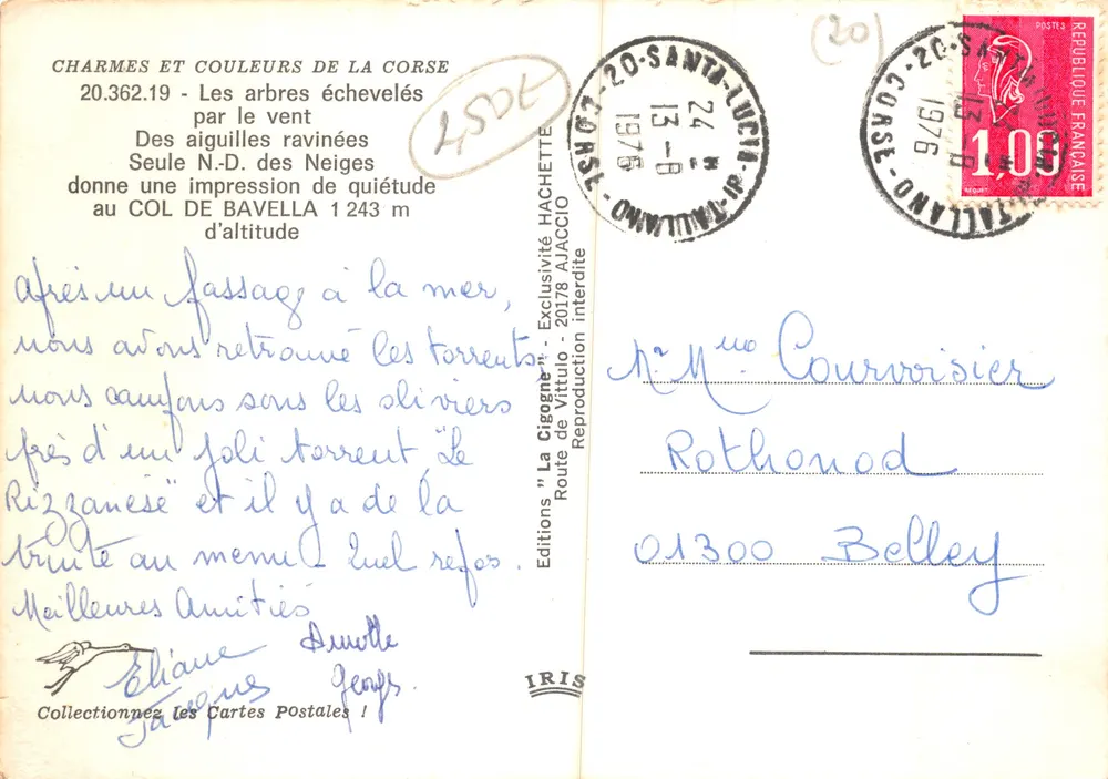 Bavella-Pass — bergiges Landschaftsbild mit Kreuz und Schild — Verlag IRIS - Rückseite