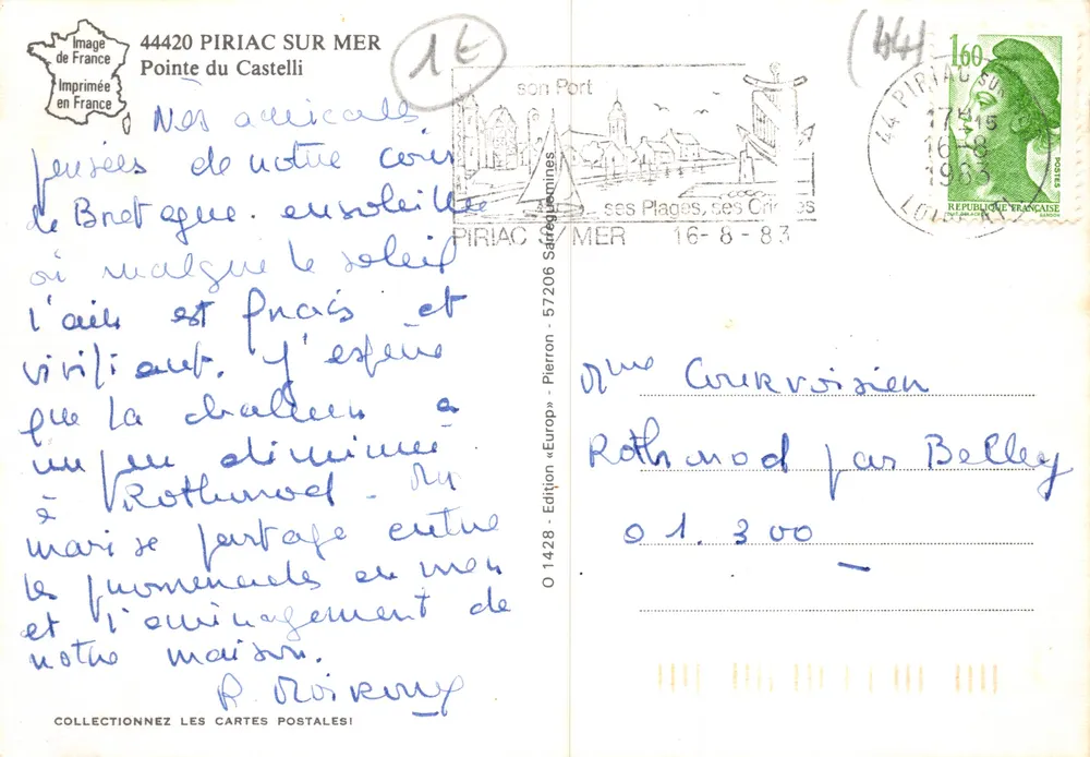 Pointe du Castell - Piriac-sur-Mer — Verleger Pierron, Nr. O 1428 - Rückseite