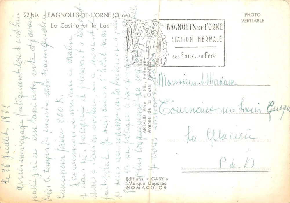 Bagnolles-de-l'Orne — Das Casino und der See — Editions Gaby - Rückseite