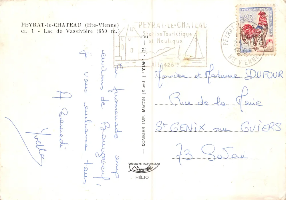 Peyrat-le-Château — Lac de Vassivières — éditeur CIM - Verso