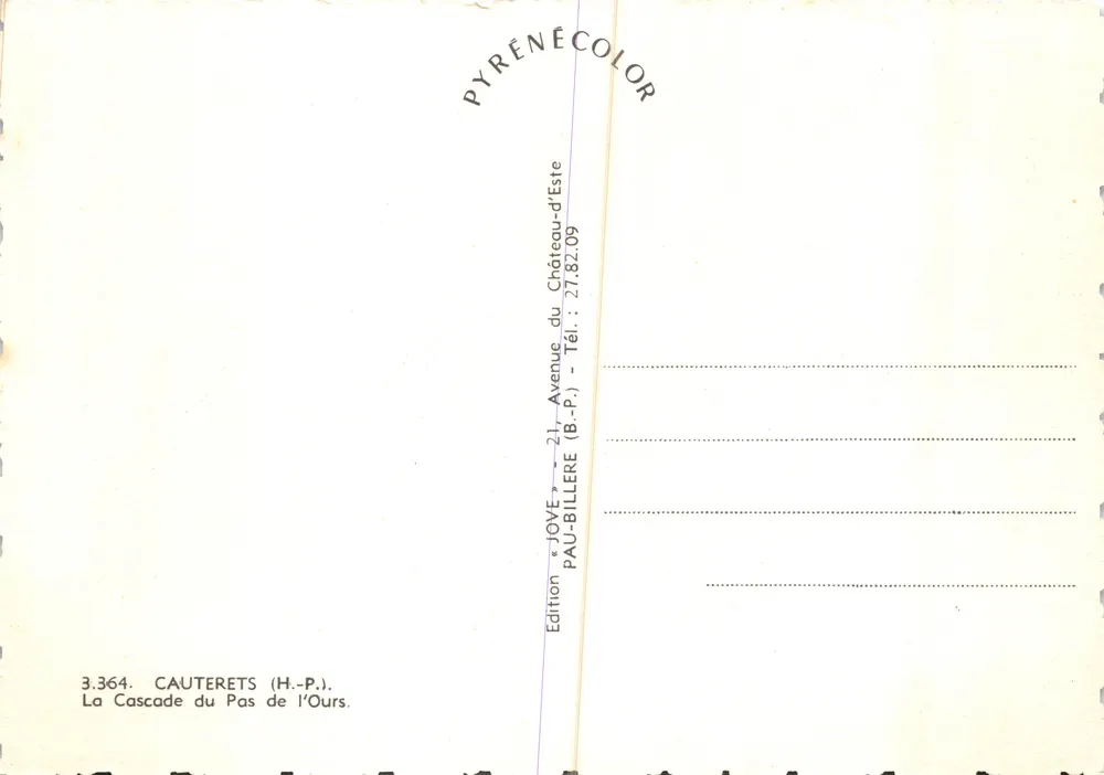 Wasserfall des Château-d'Este — Ansicht des Wasserfalls in der Natur — Verlag JOVE - Rückseite