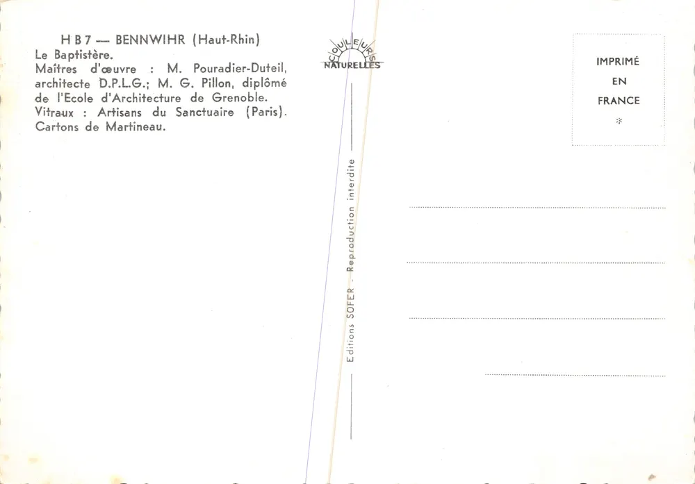 Baptistère de Bennwihr — éditeur Éditions Clouleu Naturelles - Verso
