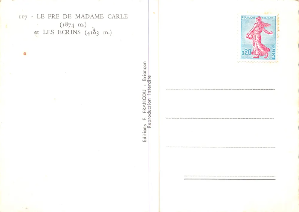 Das Feld der Madame Carle — Die Ecrins — Editions F. Francou - Rückseite