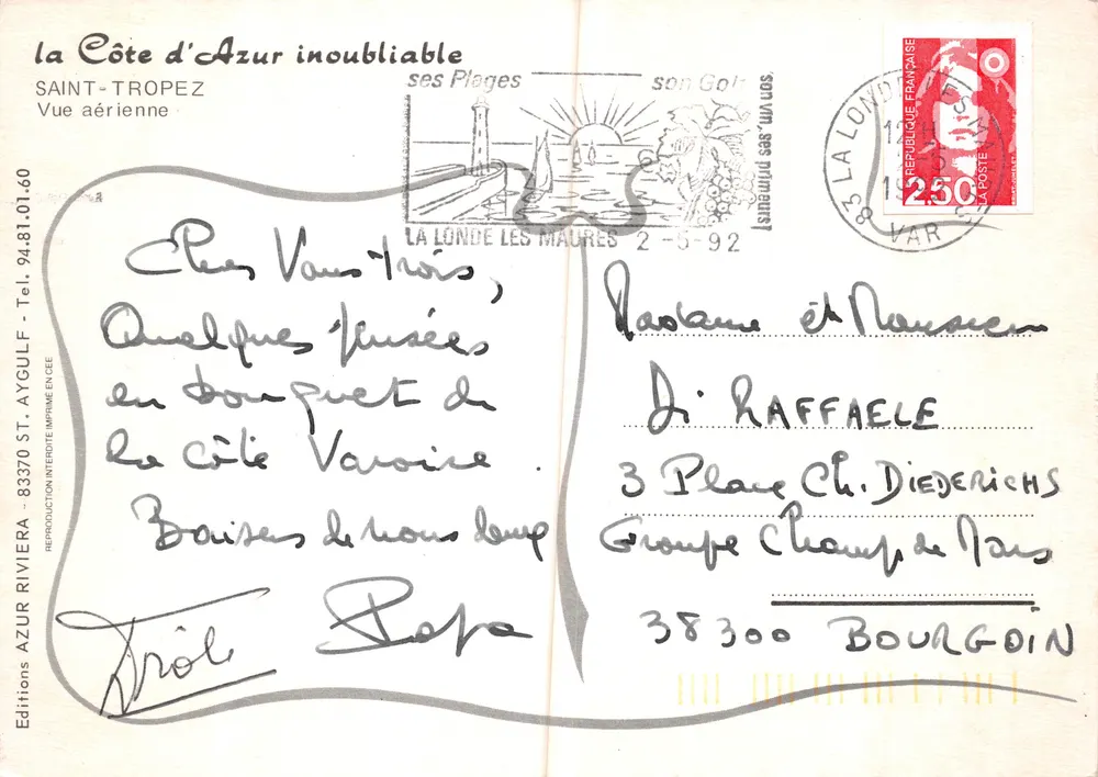 Saint-Tropez — Luftbild — Editions Azur Riviera n° 83370 - Rückseite