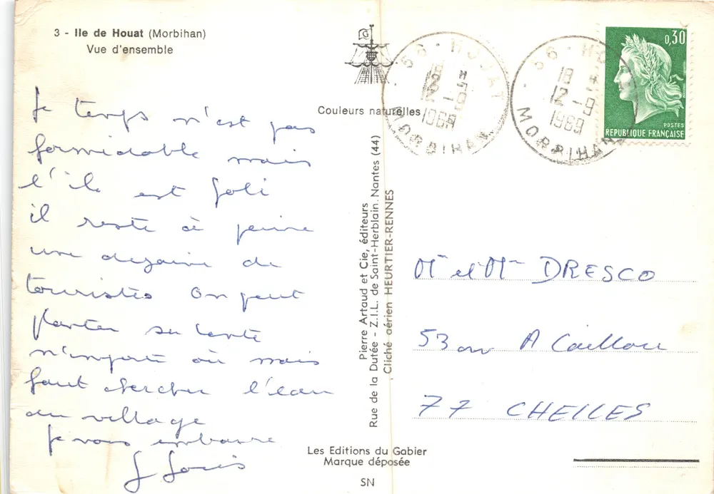 Ile de Houat (Morbihan) — vue d'ensemble — Pierre Artaud et Cie, éditeurs - Verso