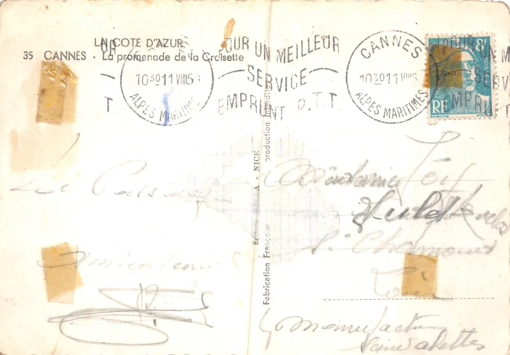Die Promenade der Croisette — Ansicht von Cannes — Verlag OAMARIN, Nr. 35 - Rückseite