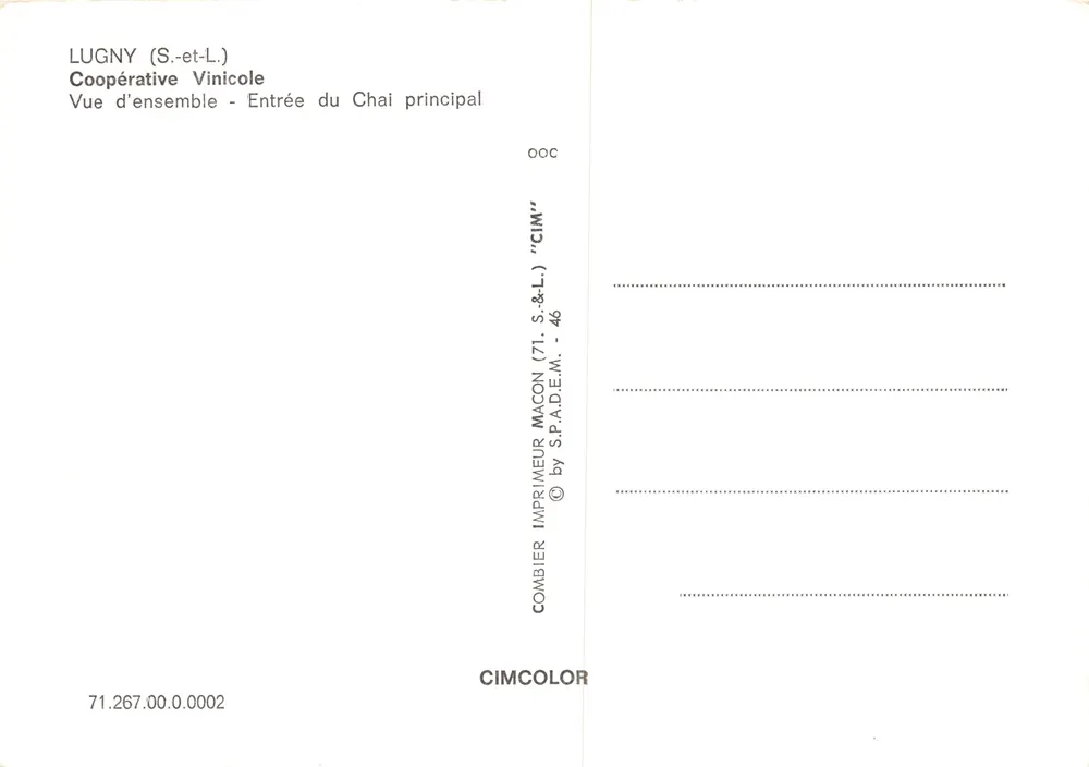 Lugny — Cooperative Vinicole — éditeur CIM - पीछे