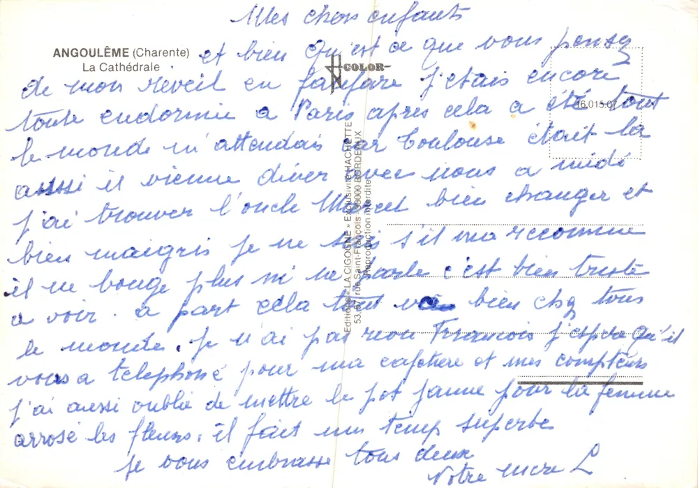 Angoulême — La Cathédrale — Éditeur LA CIGOGNE - Verso