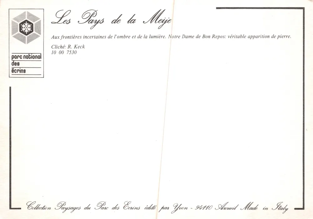 Die Region Meije — Notre Dame de Bon Repos — Verlag Yvon - Rückseite