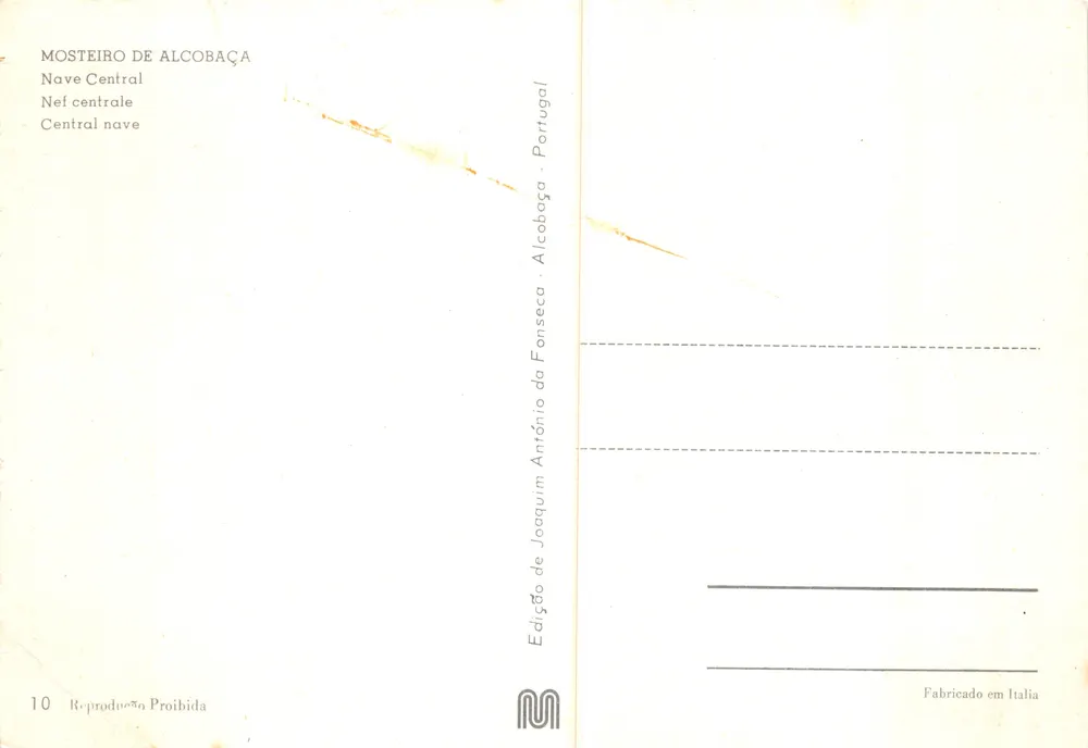 Monastère d'Alcobaça — Nef centrale — Édition de Joaquim António da Fonseca - Verso