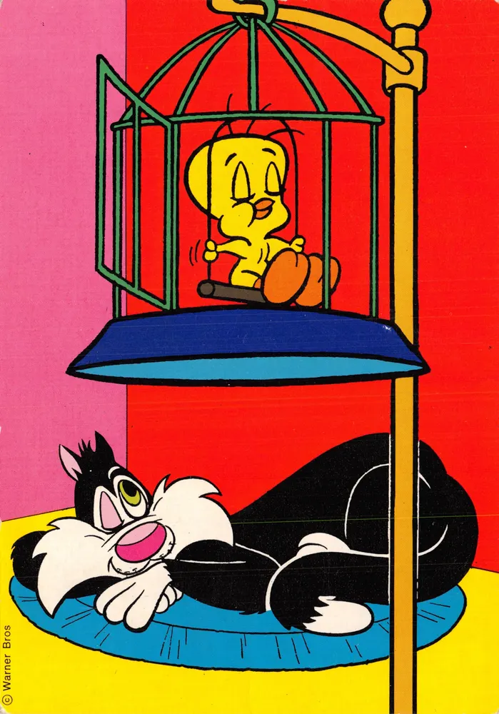 Sylvia et Sylvester — scène de film en studio — Warner Bros - 앞면