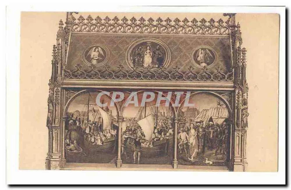 Innenansicht eines gotischen Altars — maritime Szene und religiöse Figuren — Verleger unbekannt - Vorderseite