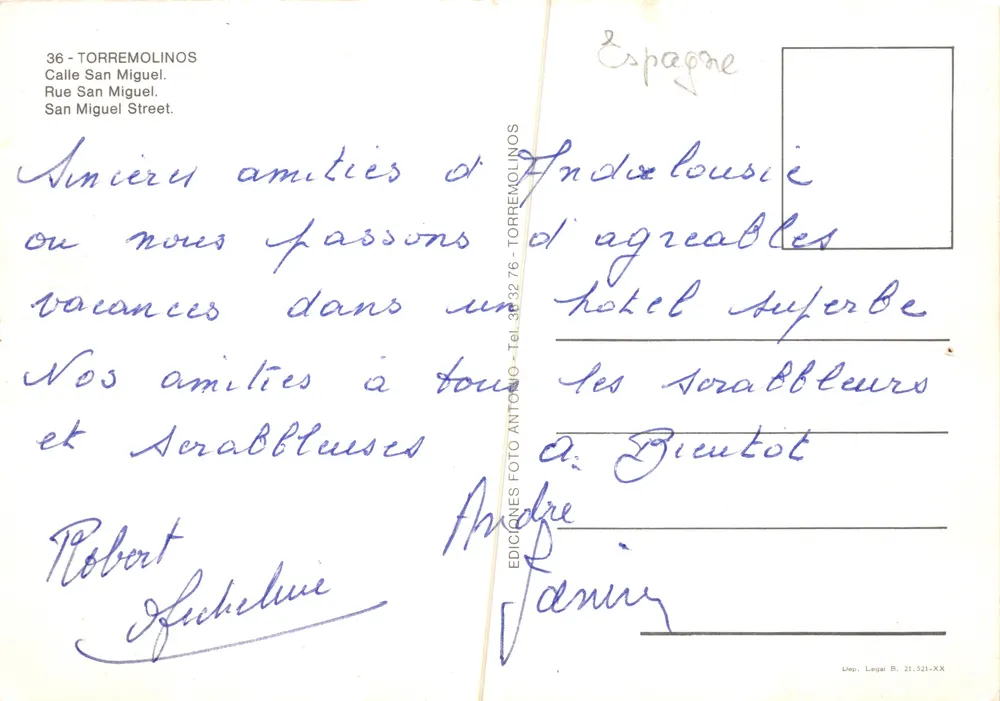 Torremolinos — Straße San Miguel — Editions Foto Antonio - Rückseite
