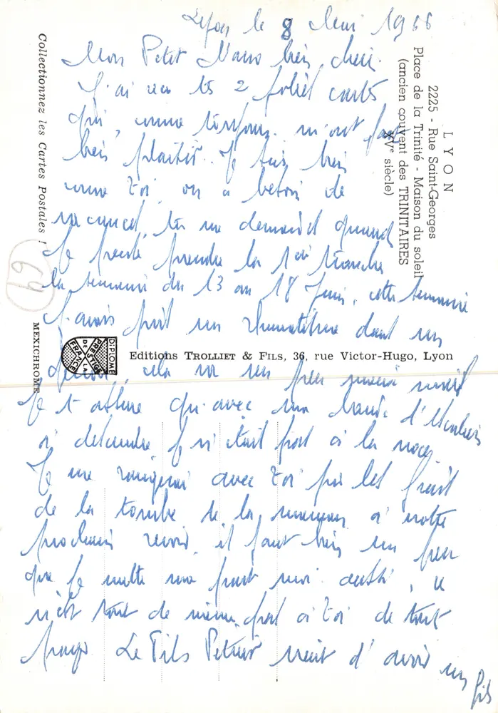 Vieux-Lyon — scène nocturne avec café 'Café du Soleil' — éditeur IRIS - Verso