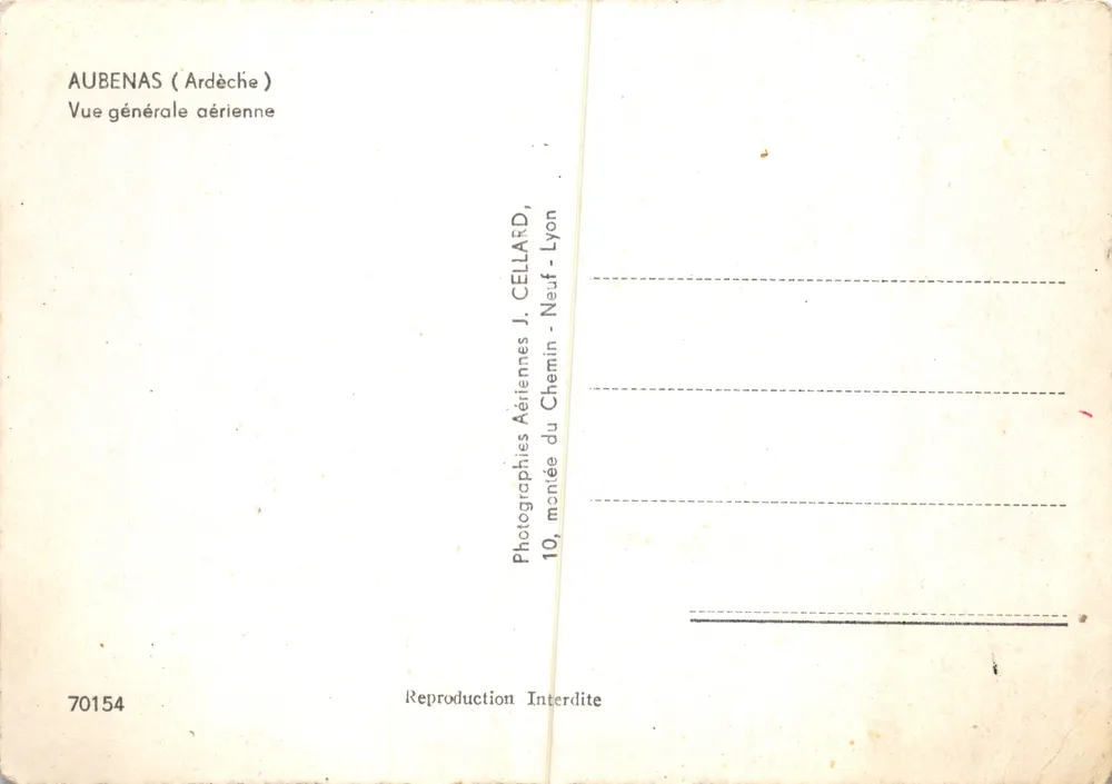 Aubenas (Ardèche) — vue générale aérienne — J. Cellard, Lyon - Verso