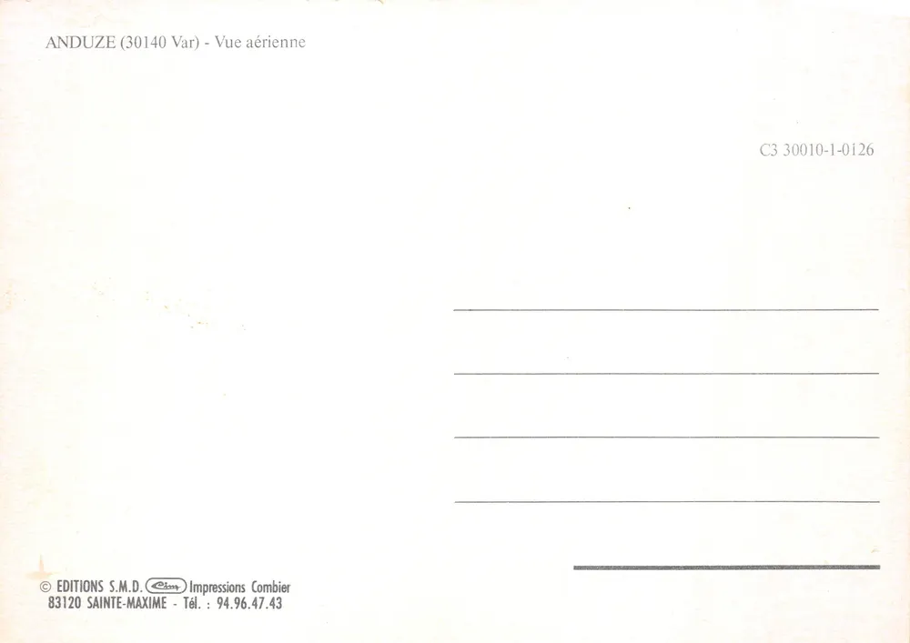 Anduze — Porte des Cévennes — Éditions S.M.D. Impressions Combier - Verso