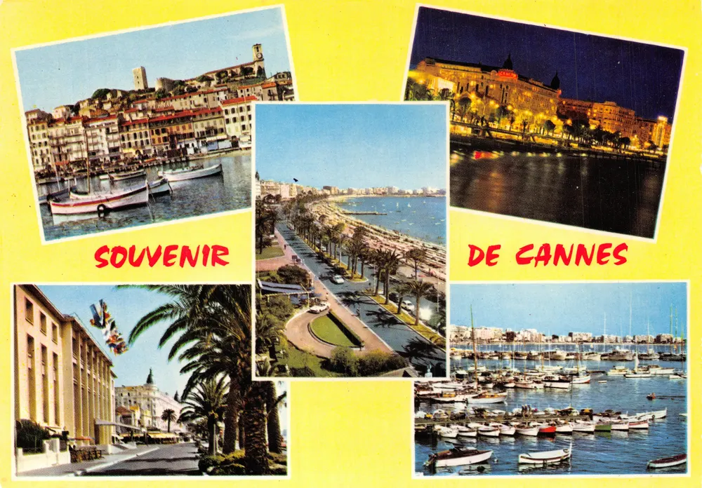 Cannes — Ansicht vom Hafen, der Promenade und dem Zentrum — Souvenir de Cannes - Vorderseite