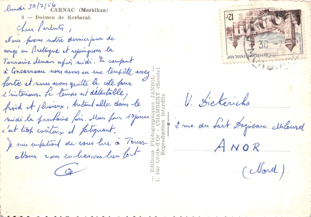 Dolmen von Keriaval — Carnac (Morbihan) — Editions Photographiques JANSOL - Rückseite