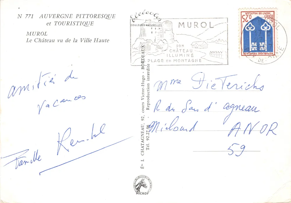 Murol — Ansicht des Schlosses von der Oberstadt — Verlag Élécé, Nr. 771 - Rückseite