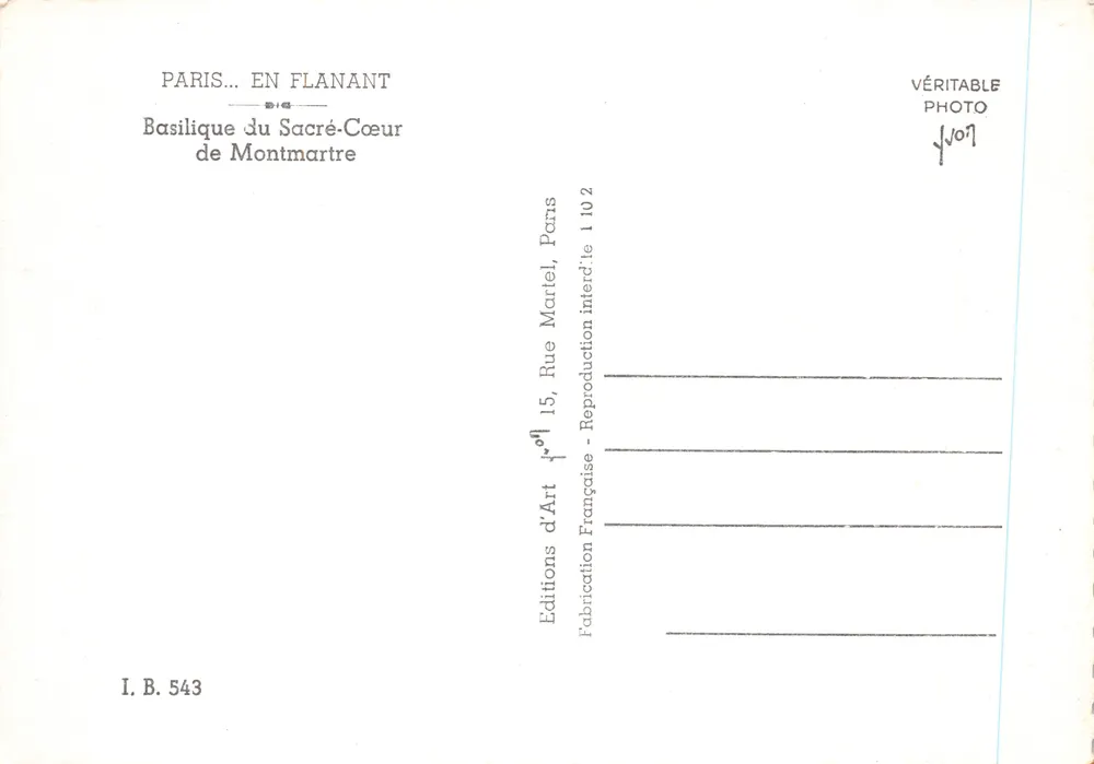Basilique du Sacré-Cœur — vue panoramique — éditeur J. JON - 뒷면