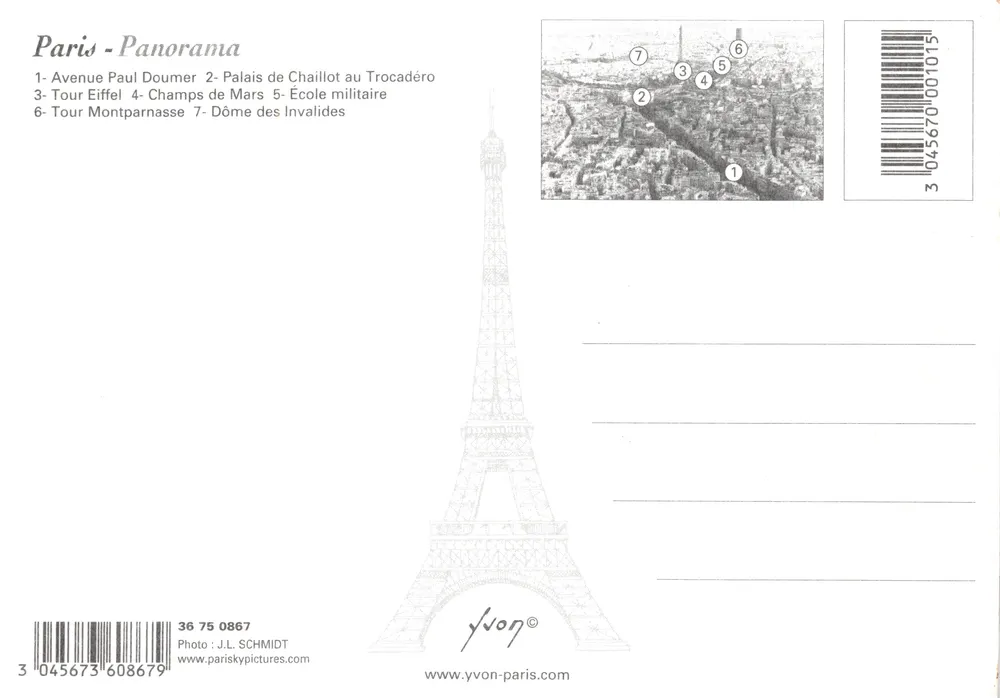 Paris — vue aérienne panoramique — éditeur YVON - Verso
