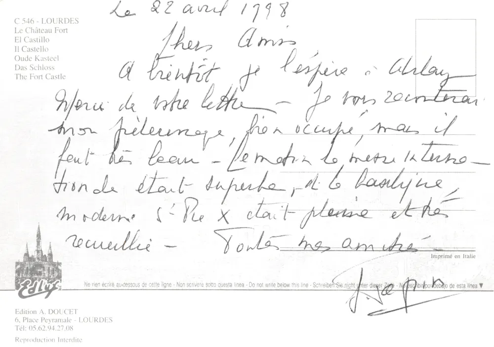 Lourdes — Castelo forte na colina — Edição A. DOUCET - Verso