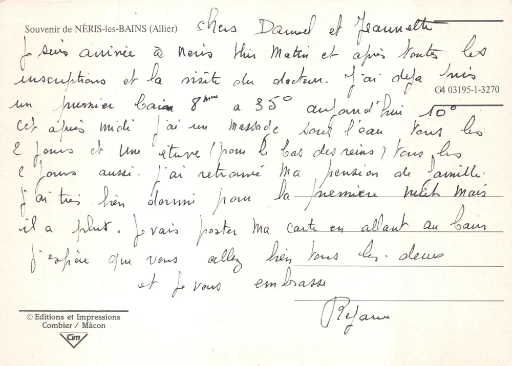 Néris-les-Bains — Spa et paysage — Éditions et Impressions Combier / Mâcon - Verso