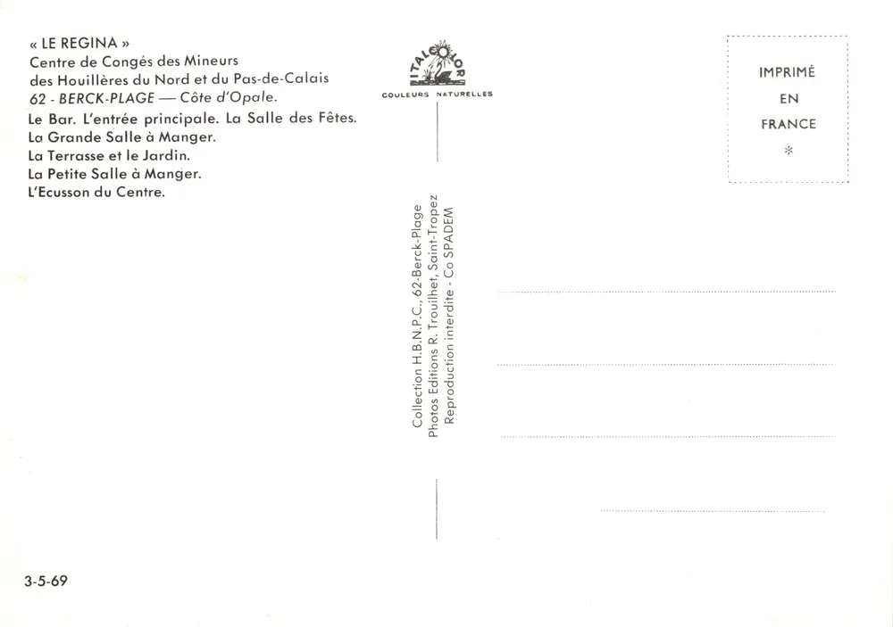 Zentrum der Kongresse der Bergleute — Berck-Plage — Verlag: Taléogos Couleurs Naturelles - Rückseite