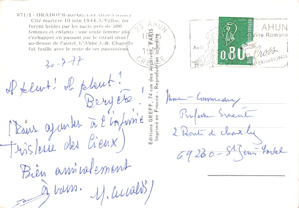 Oradour-sur-Glane — Église martyre — Éditions Greff - पीछे