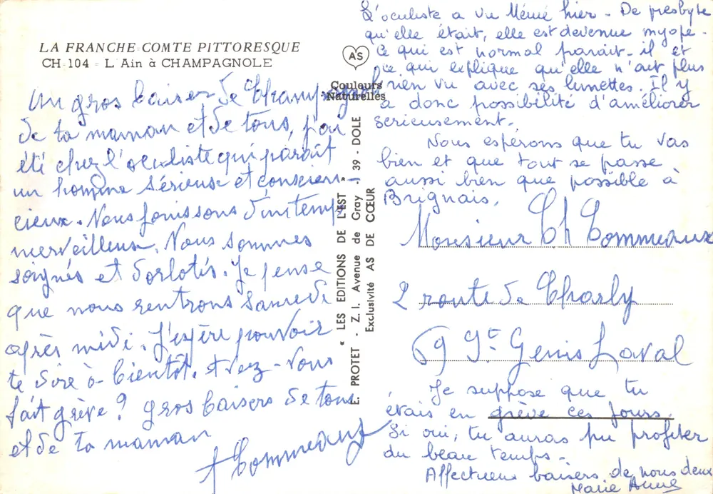 La Franche-Comté pittoresque — Le barrage de l'Ain à Champagnole — Éditions Protet, CH-104 - Verso