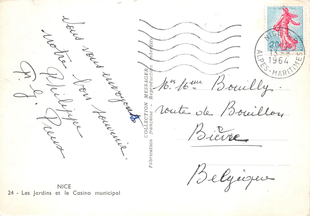 Nice — Die Gärten und das Municipale Casino — Verlag: Collection Messager - Rückseite