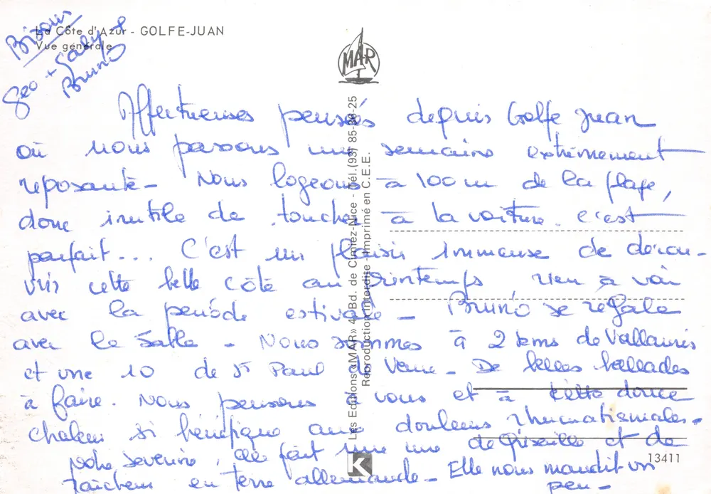 Golfe Juan — Allgemeiner Blick von einer Klippe — Verlag MAR - Rückseite