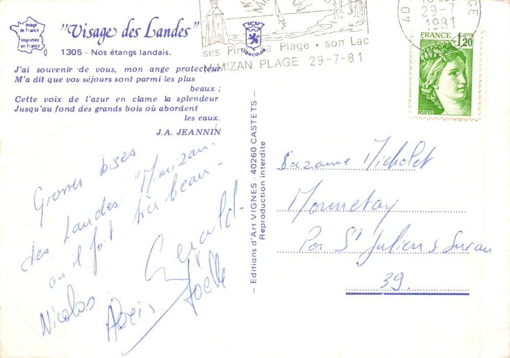 Etangs Landais — paysage de lacs et forêts — J. Vignes - 뒷면