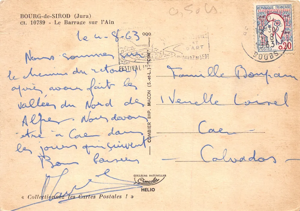 Bourg-de-Sirod (Jura) — Der Staudamm auf dem Ain — Verleger Combier Imp. Macon (s.-et-l.) - Rückseite