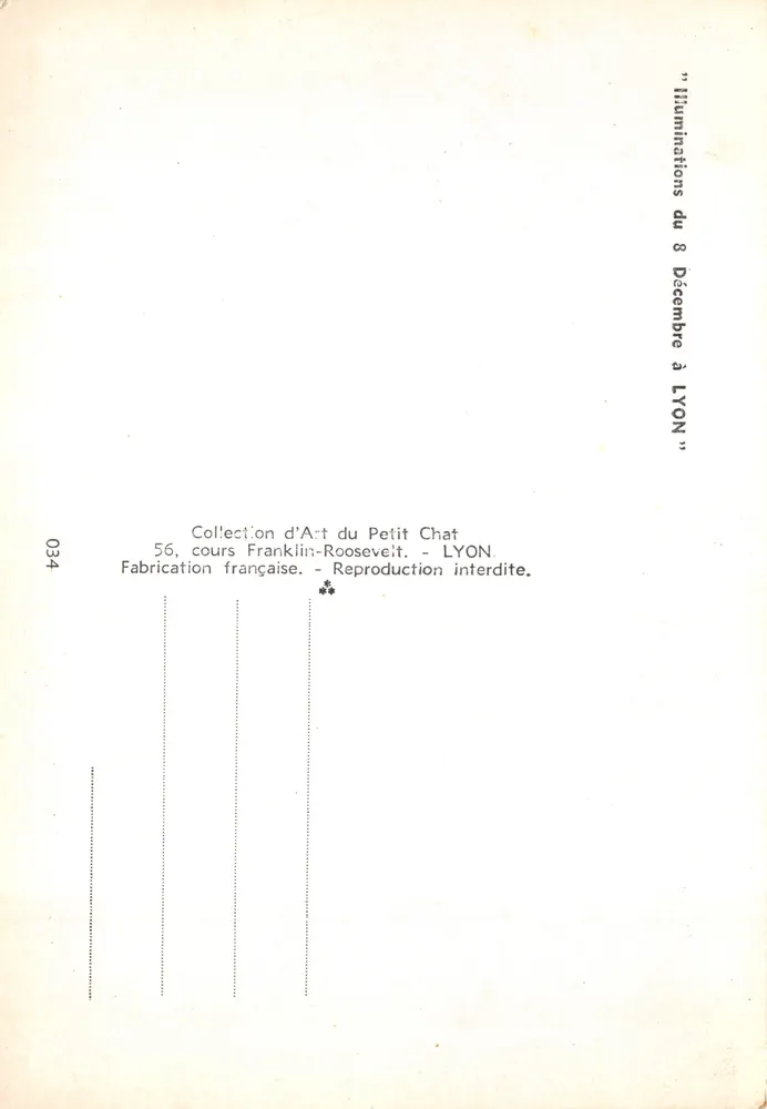 Nachtansicht der Kathedrale von Lyon — Verlag Collection d'Art du Petit Chat, n° 034 - Rückseite
