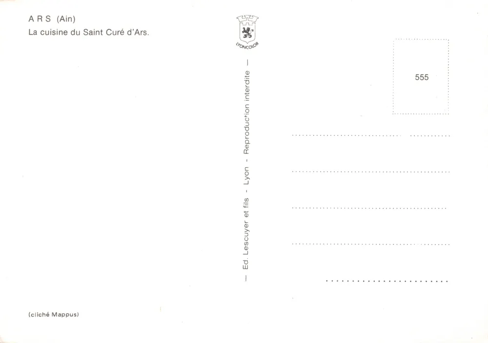 Küche des heiligen Curé d'Ars — Verlag Lescuyer et fils, n° 555 - Rückseite