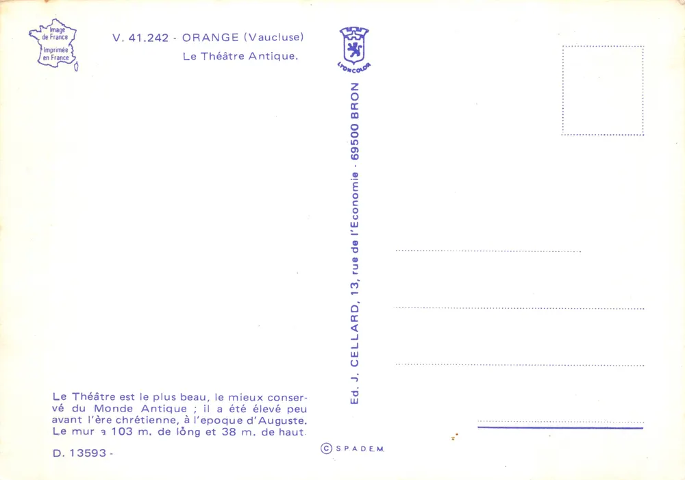 Orange (Vaucluse) — Théâtre Antique — éditeur LIONCOLORS - Verso