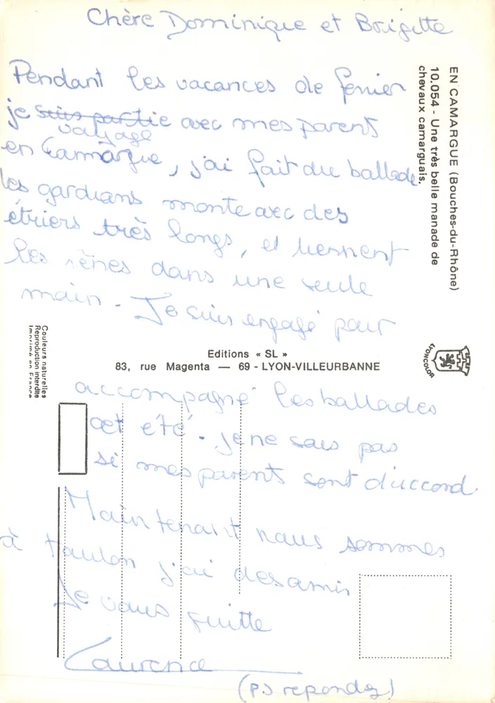 Chevaux camarguais — troupeau sur la plage — Éditions « SL » - Verso
