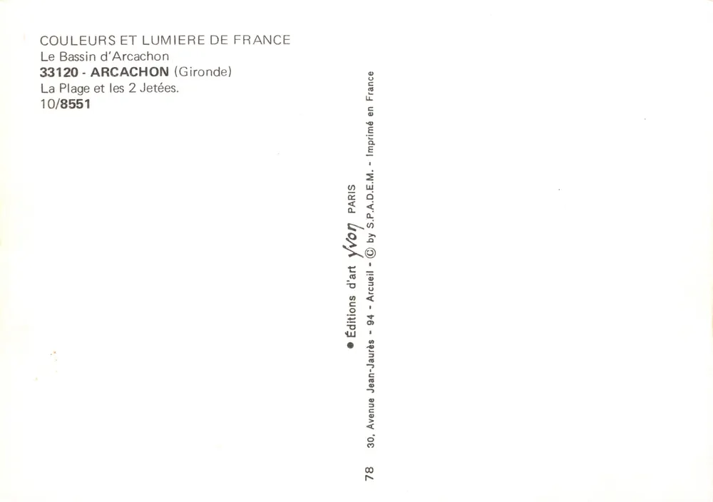 Arcachon — La playa y las 2 dársenas — Éditions d'art Yvon - Reverso