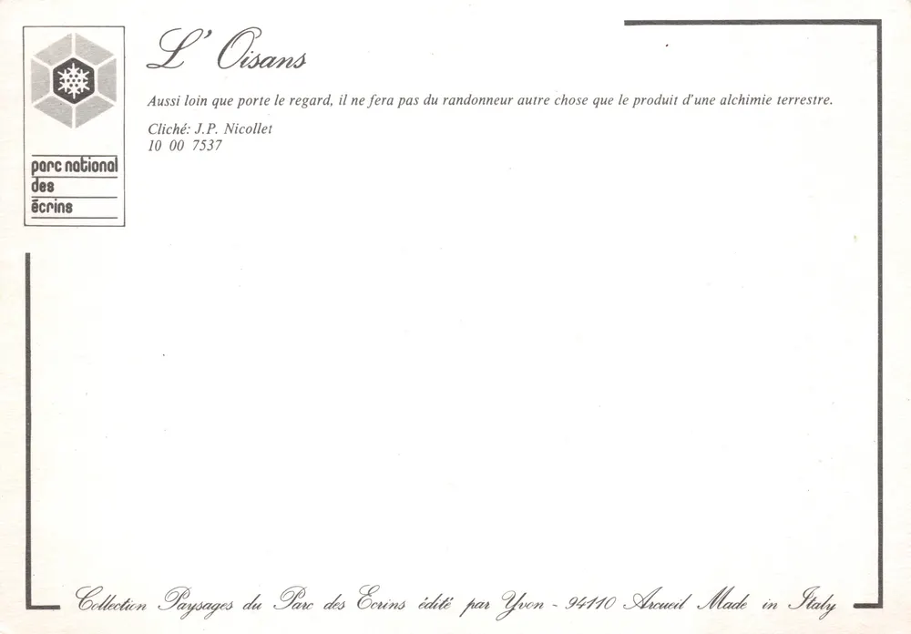L'Oisans — Panoramablick auf den Nationalpark Écrins — Verlag Yvon - Rückseite