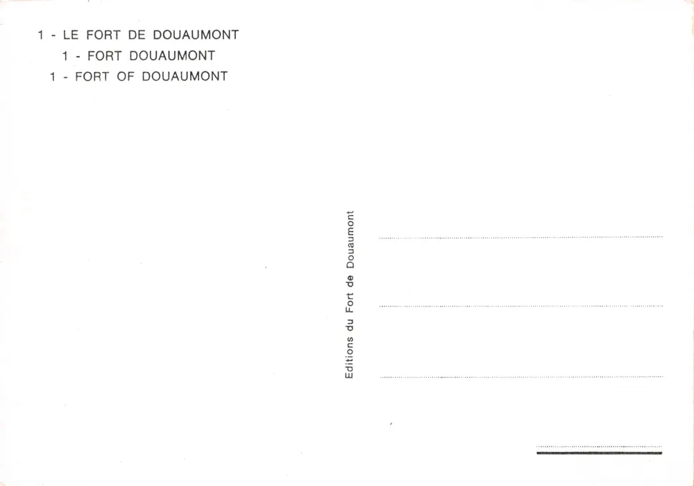 Fort de Douaumont — Befestigungen in den Hügel gegraben — Éditions du Fort de Douaumont n°1 - Rückseite