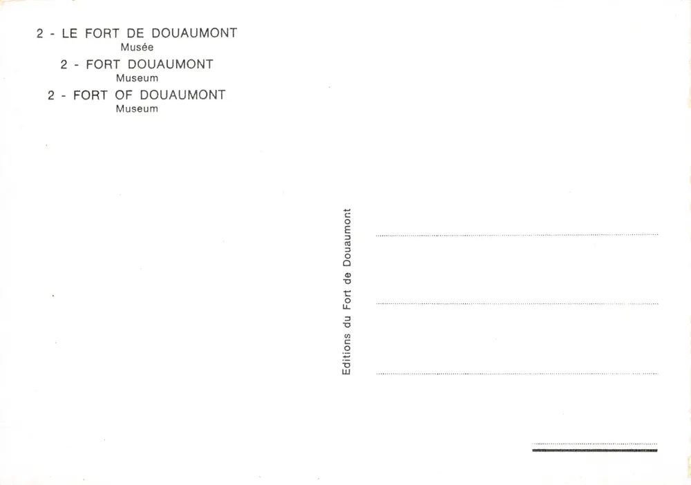 Intérieur du fort de Douaumont — musée — Éditions du Fort de Douaumont n°2 - Verso