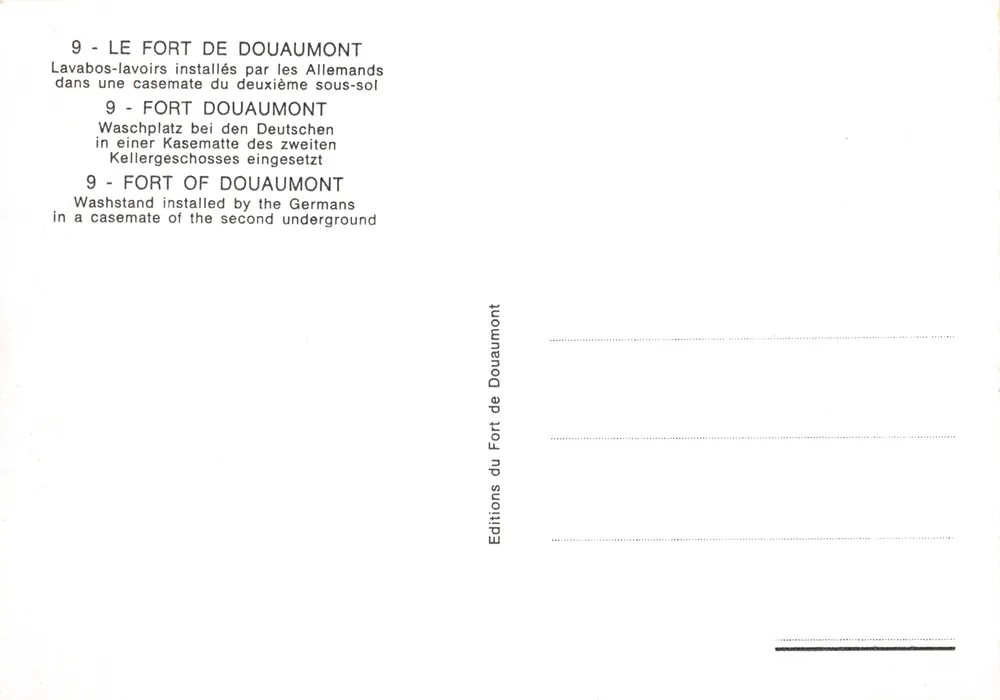 Wasserkeller — Eingang mit Treppen und Waschbecken — Éditions du Fort de Douaumont - Rückseite